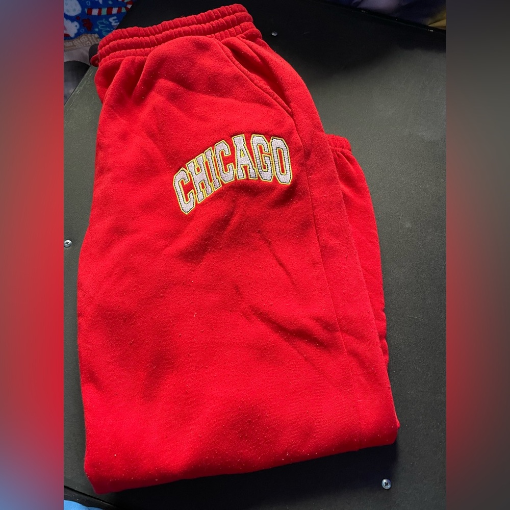 Rue21 all red sweatpants with Chicago logo. Size XL